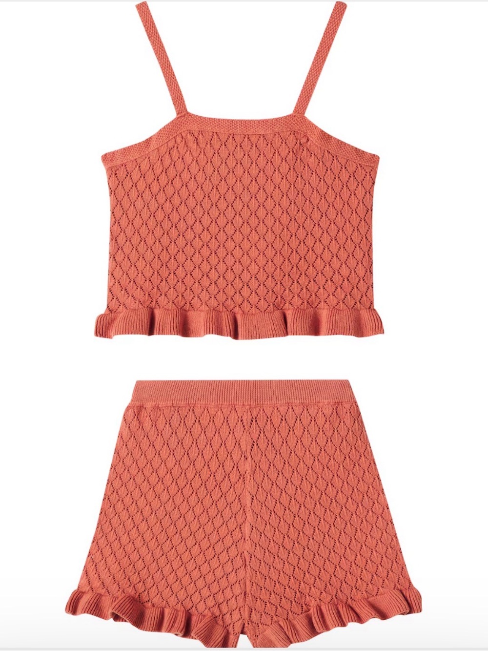 Rylee & Cru Knit Ruffle Cami & Shorts Set - Rust 4/5